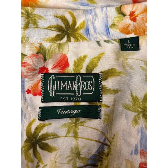 Gitman Bros Vintage Hawaiian Shirt Large Mens Island Hibiscus Floral Viscose - Picture 8 of 9